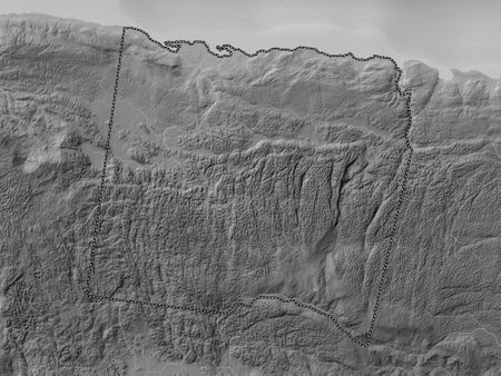 Trelawny, parish of Jamaica. Grayscale elevation map with lakes and riversの写真素材