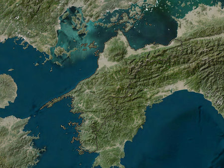 Ehime, prefecture of Japan. Low resolution satellite mapsの写真素材