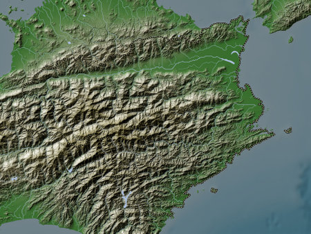 Tokushima, prefecture of Japan. Elevation map colored in wiki style with lakes and riversの写真素材