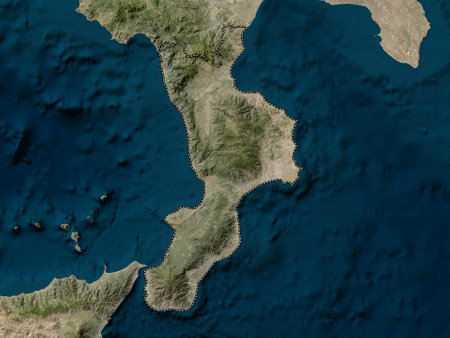 Calabria, region of Italy. Low resolution satellite mapsの写真素材