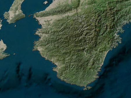 Wakayama, prefecture of Japan. Low resolution satellite mapsの写真素材