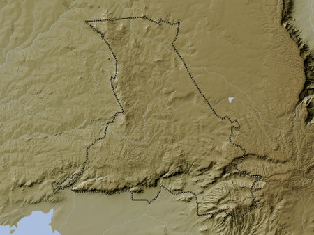 Nandi, county of Kenya. Elevation map colored in wiki style with lakes and riversの写真素材