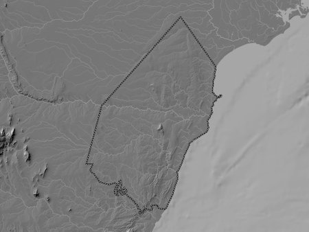 Kilifi, county of Kenya. Bilevel elevation map with lakes and riversの写真素材