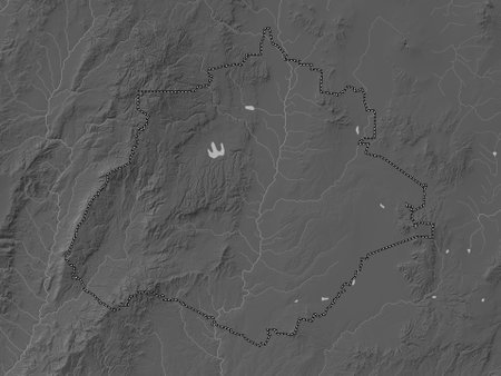 Aguascalientes, State of Mexico. Grayscale elevation map with lakes and riversの写真素材