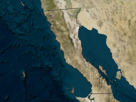 Baja California, State of Mexico. Low resolution satellite mapsの写真素材