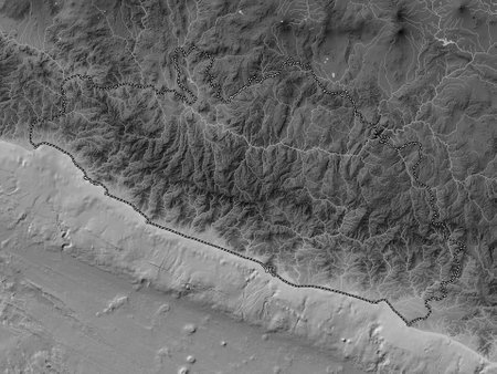 Guerrero, State of Mexico. Grayscale elevation map with lakes and riversの写真素材