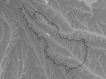 Ialoveni, district of Moldova. Grayscale elevation map with lakes and riversの写真素材