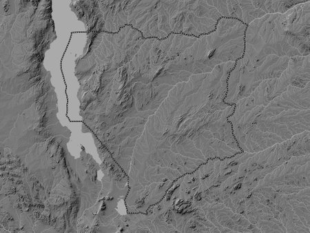 Nassa, province of Mozambique. Bilevel elevation map with lakes and riversの写真素材