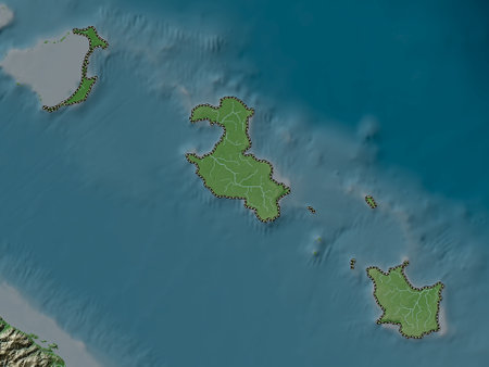 Iles Loyaute, province of New Caledonia. Elevation map colored in wiki style with lakes and riversの写真素材