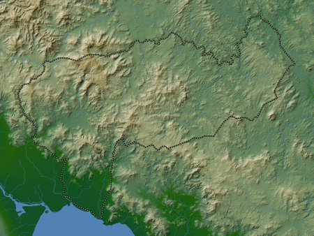 Boaco, department of Nicaragua. Colored elevation map with lakes and riversの写真素材