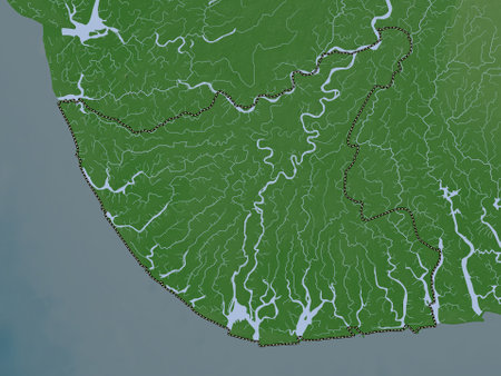 Bayelsa, state of Nigeria. Elevation map colored in wiki style with lakes and riversの写真素材