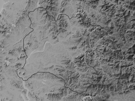 Pyongyang, a special city of North Korea. Grayscale elevation map with lakes and riversの写真素材