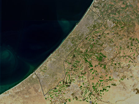 Gaza Strip, region of Palestine. Low resolution satellite mapsの写真素材