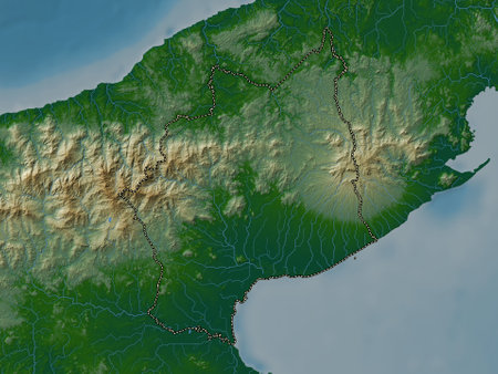 Cocle, province of Panama. Colored elevation map with lakes and riversの写真素材
