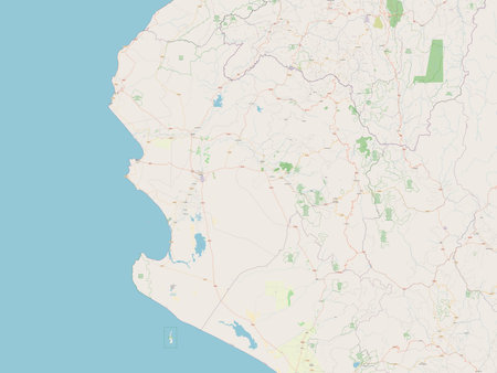 Piura, region of Peru. Open Street Map