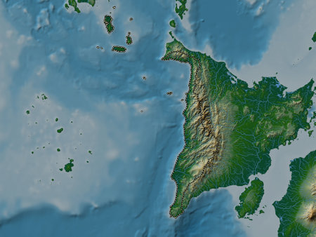 Antique, province of Philippines. Colored elevation map with lakes and riversの写真素材