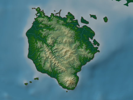 Marinduque, province of Philippines. Colored elevation map with lakes and riversの写真素材