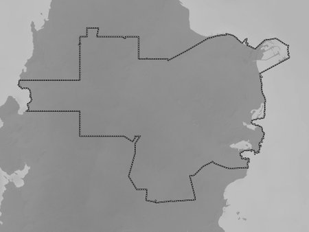 Al Khor, municipality of Qatar. Grayscale elevation map with lakes and riversの写真素材