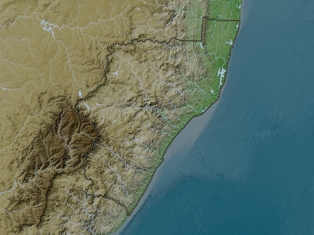 KwaZulu-Natal, province of South Africa. Elevation map colored in wiki style with lakes and riversの写真素材