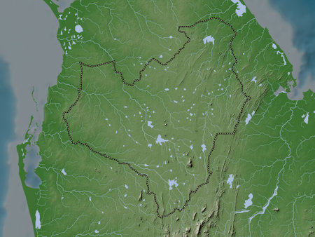Anuradhapura, district of Sri Lanka. Elevation map colored in wiki style with lakes and riversの写真素材