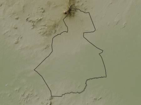 South Darfur, state of Sudan. Elevation map colored in wiki style with lakes and riversの写真素材
