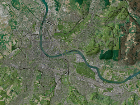 Basel-Stadt, canton of Switzerland. High resolution satellite maps