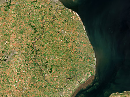 East Lindsey, non metropolitan district of England - Great Britain. Low resolution satellite mapsの写真素材