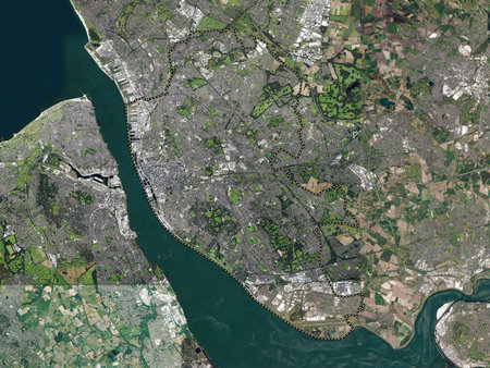 Liverpool, administrative county of England - Great Britain. High resolution satellite maps
