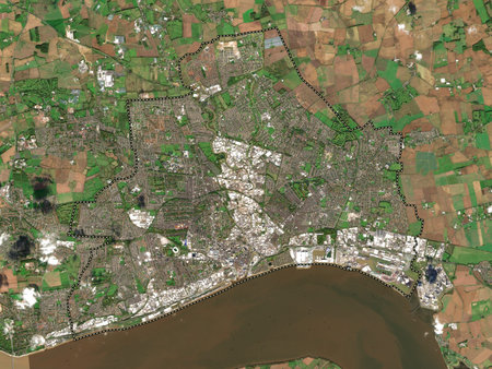 Kingston upon Hull, unitary authority of England - Great Britain. Low resolution satellite maps
