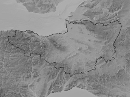 Somerset, administrative county of England - Great Britain. Grayscale elevation map with lakes and riversの写真素材