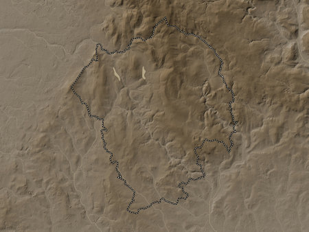 Staffordshire Moorlands, non metropolitan district of England - Great Britain. Elevation map colored in sepia tones with lakes and riversの写真素材