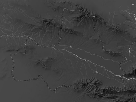 Samarkand, region of Uzbekistan. Grayscale elevation map with lakes and riversの写真素材