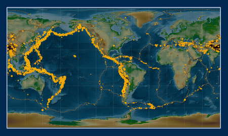Locations of earthquakes above 6.5 magnitude recorded since the early 17th century on the world...
