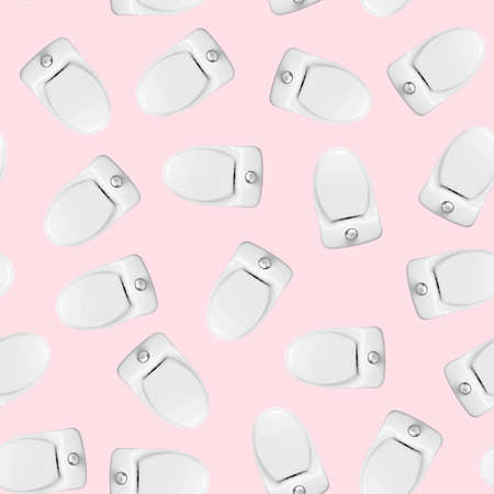 Seamless pattern. Mini toilet bowls on a pink background.の写真素材