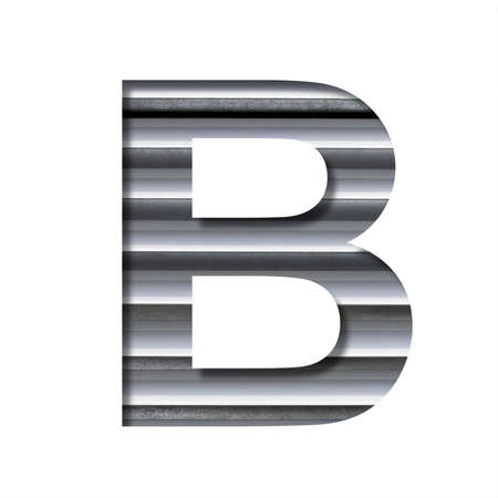 Industrial font. The letter B cut out of paper on the background of industrial ventilation grates or blinds. Set of steel structures fonts.の写真素材