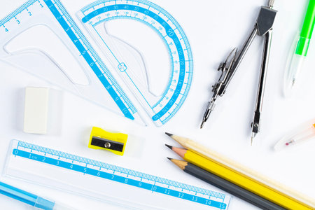 Pattern drawing supplies for study or work at school and at homeの写真素材