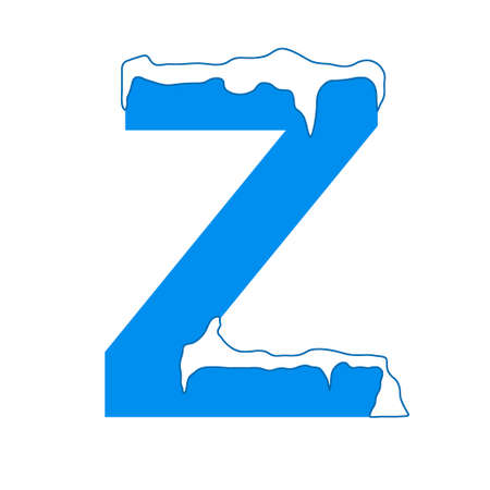 Icy letter Z with a snow cap. Decorative winter font.の写真素材