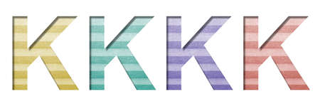 Letter K is cut out of white paper on a background of colored blinds, alphabet, decorative office font.の写真素材