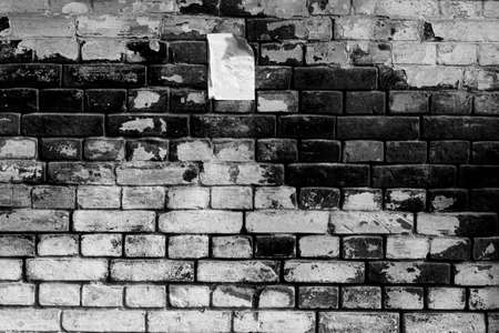 Grunge texture brick wall, black and white background or backdrop, copy space.の写真素材