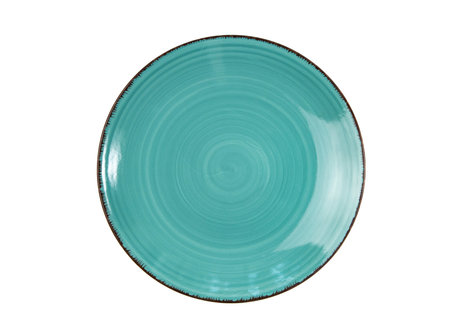 Beautiful handmade plate on white isolated, top viewの写真素材