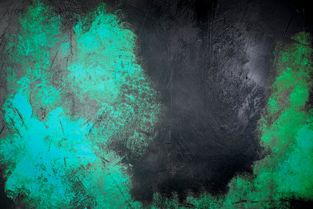 Abstract black-green textured background top view, copy spaceの写真素材