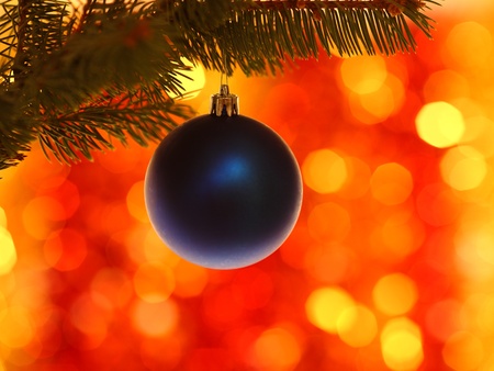 Christmas tree decoration on blurred backgroundの写真素材