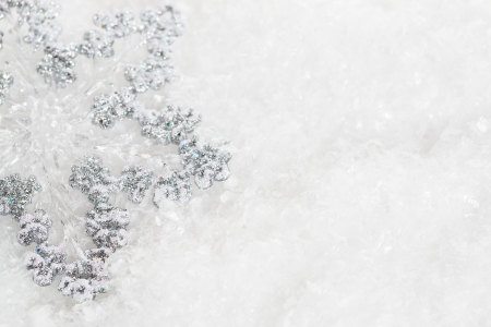 Christmas tree decoration on snow. Abstract backgroundの写真素材