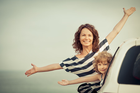 Family on vacation. Summer holiday and car travel conceptの写真素材