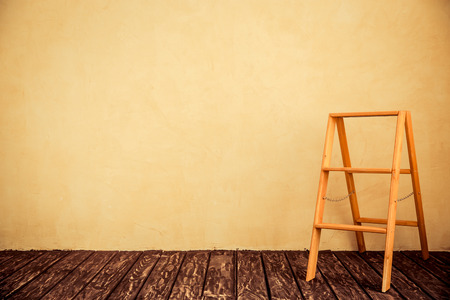 Wooden step-ladder in homeの写真素材