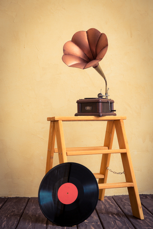 Vintage gramophone. Retro music conceptの写真素材