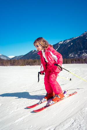 Sport winter fun child skiの写真素材