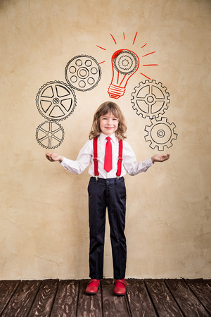 Portrait of young businessman in office. Success, creative and innovation conceptの写真素材
