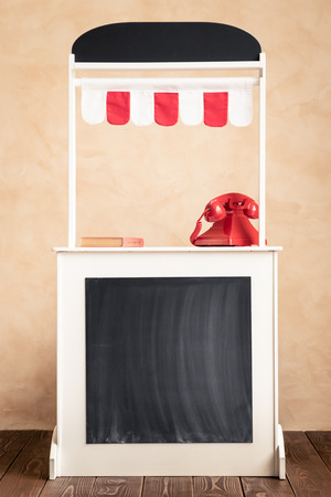 Stand with blackboard. Copy space for textの写真素材