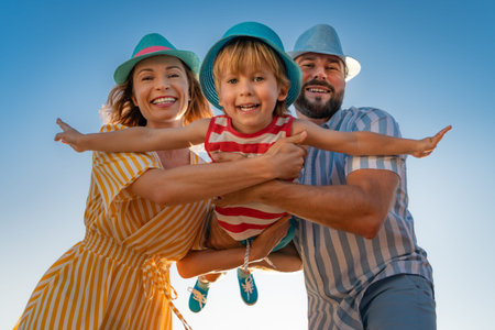 Happy family having fun